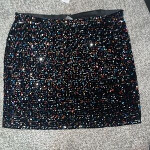 Black Sequin Pencil Mini Skirt for Night Out